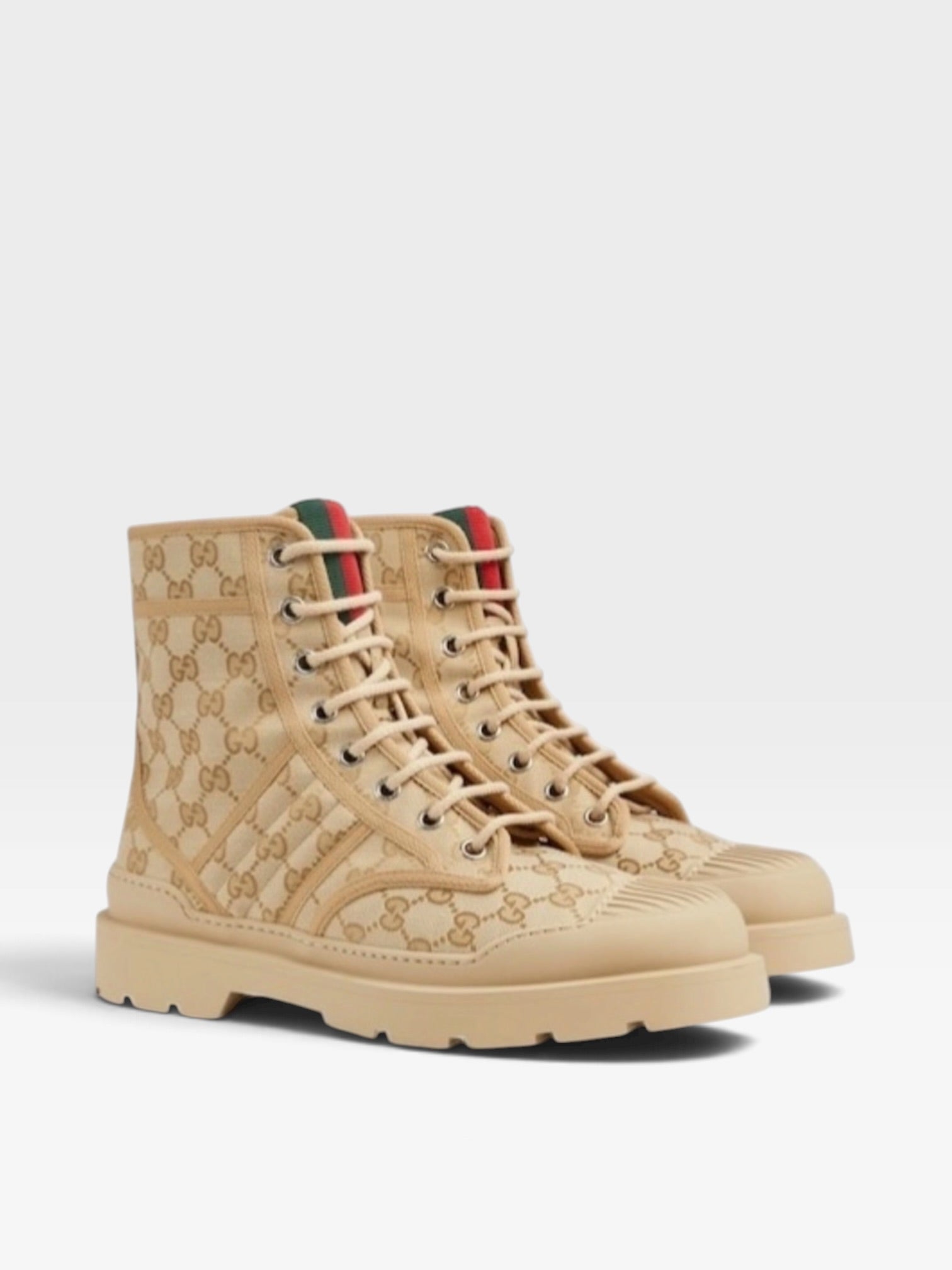 Gucci GG Web Lace Up Boots