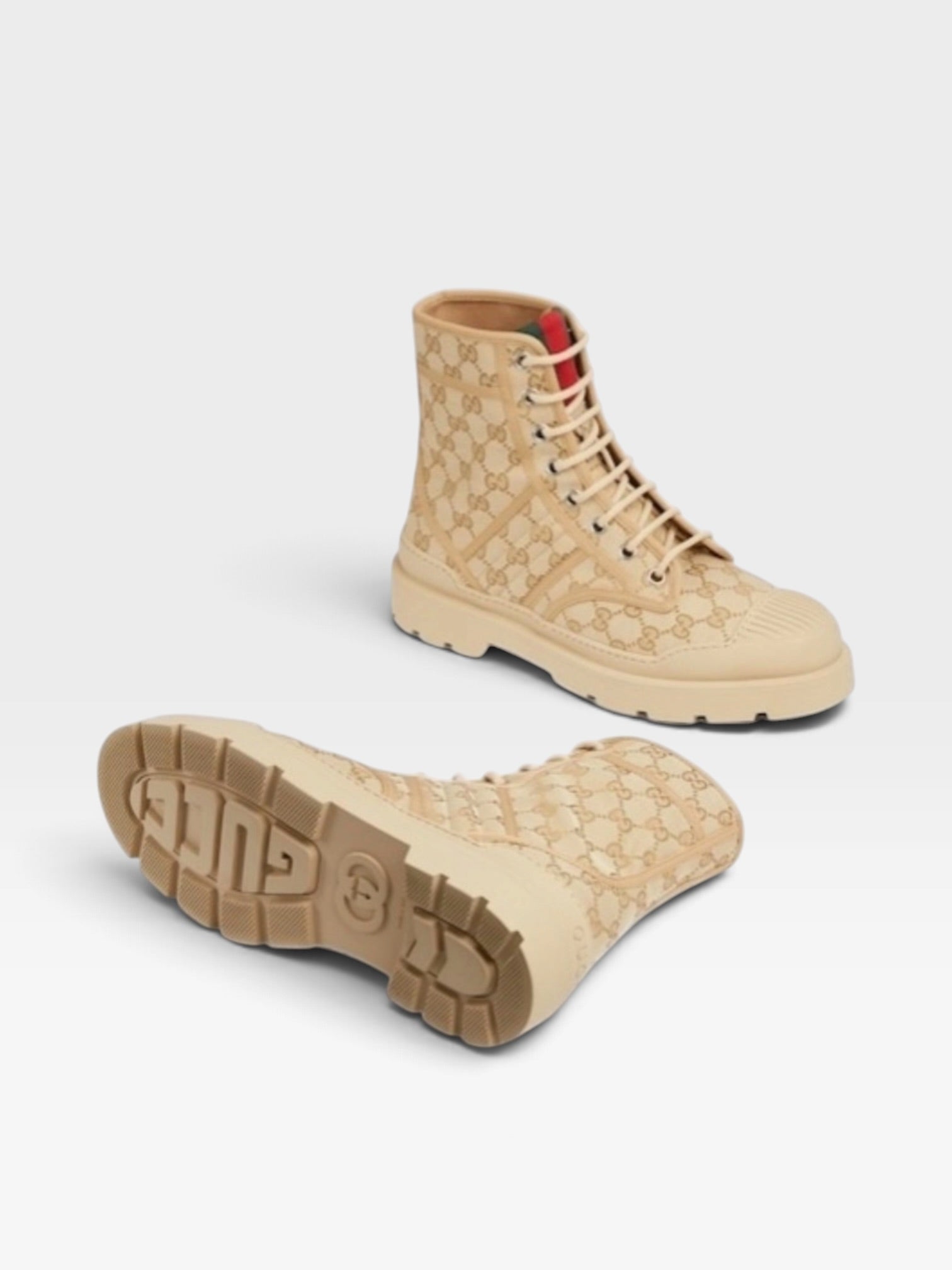 Gucci GG Web Lace Up Boots