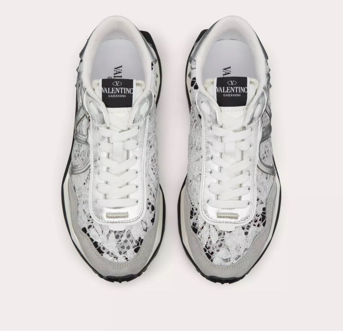 Valentino Lace And Mesh Lace Runner Sneakers