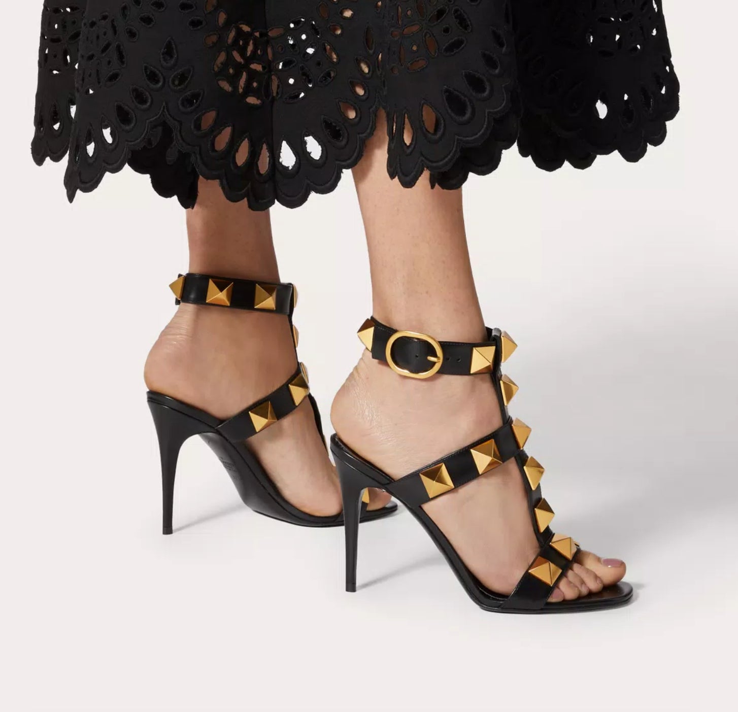 Valentino Roman Stud Calfskin 100 mm Sandals