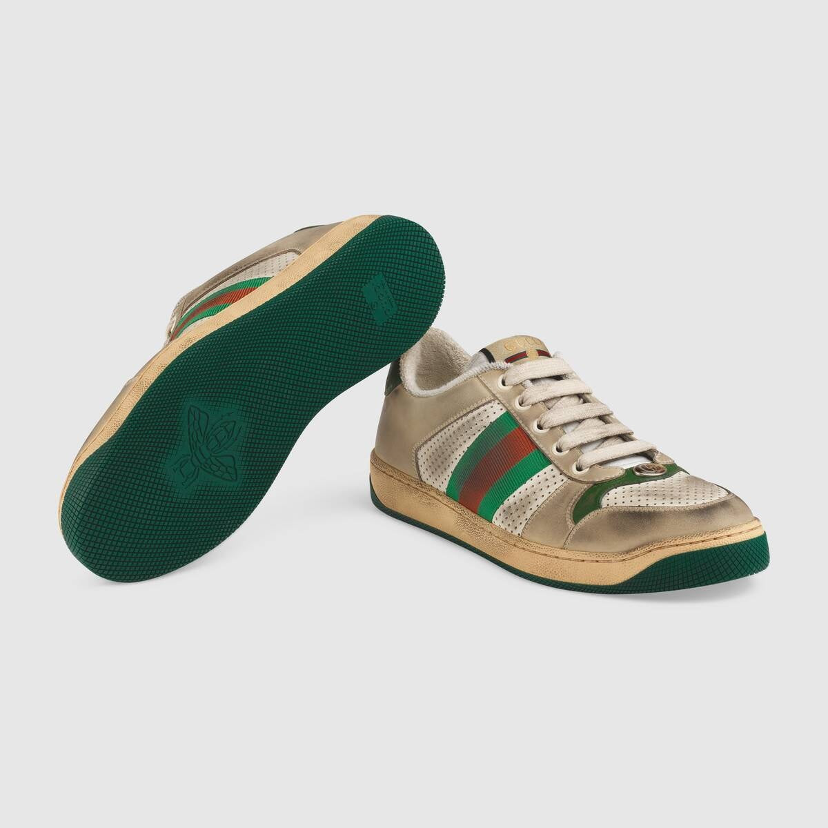 Gucci Screener Web Leather Sneakers