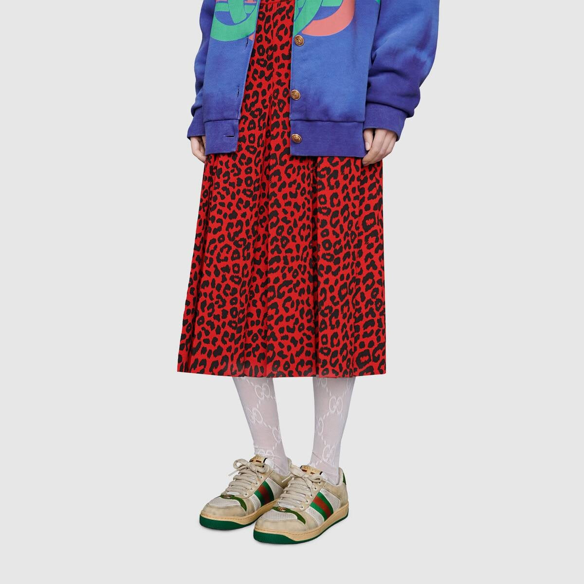 Gucci Screener Web Leather Sneakers