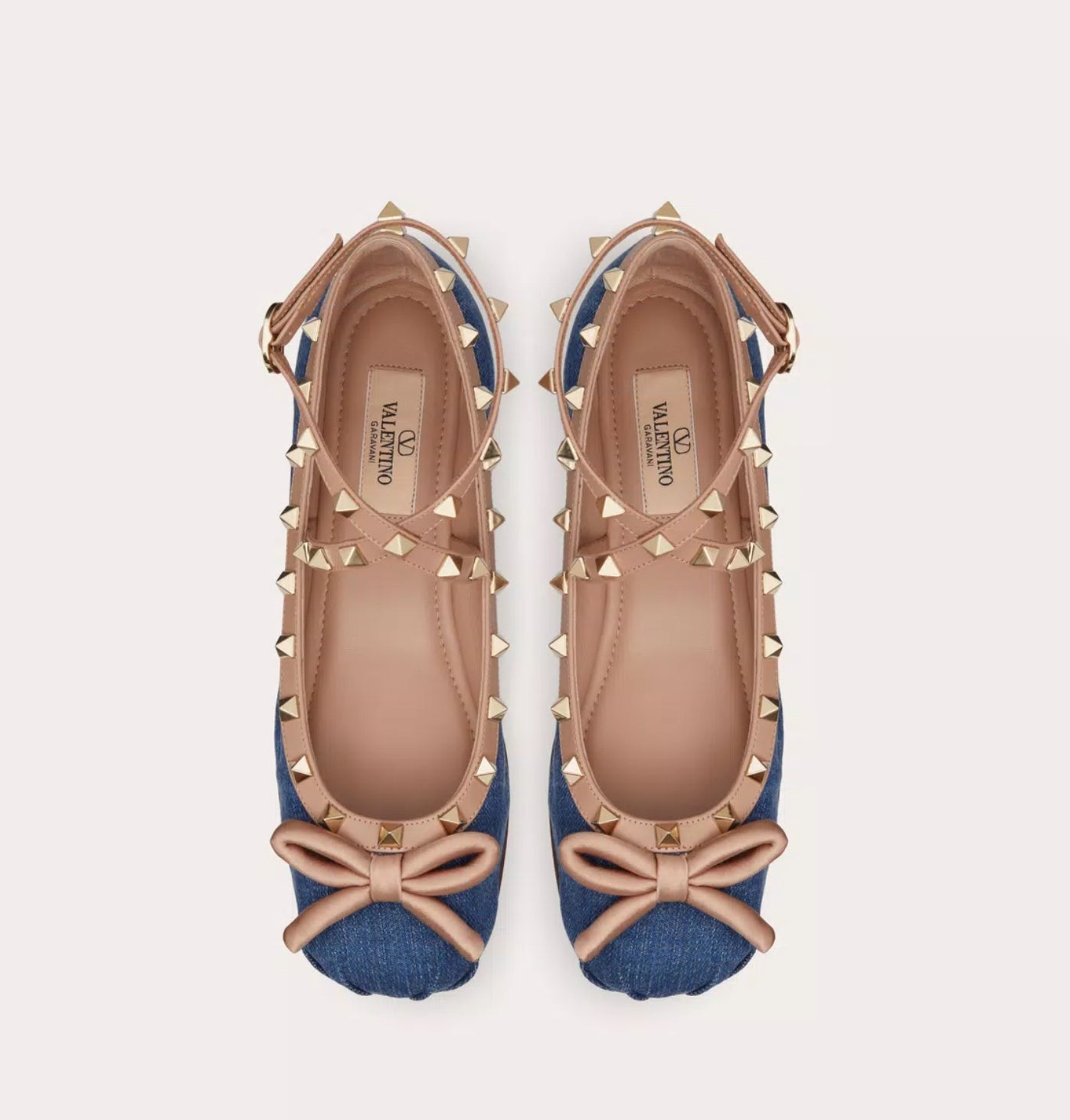 Valentino Rockstud Denim Ballerinas
