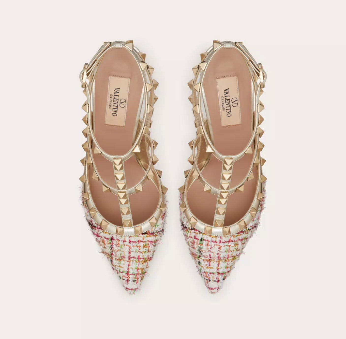 Valentino Rockstud Tweed Strap Pumps
