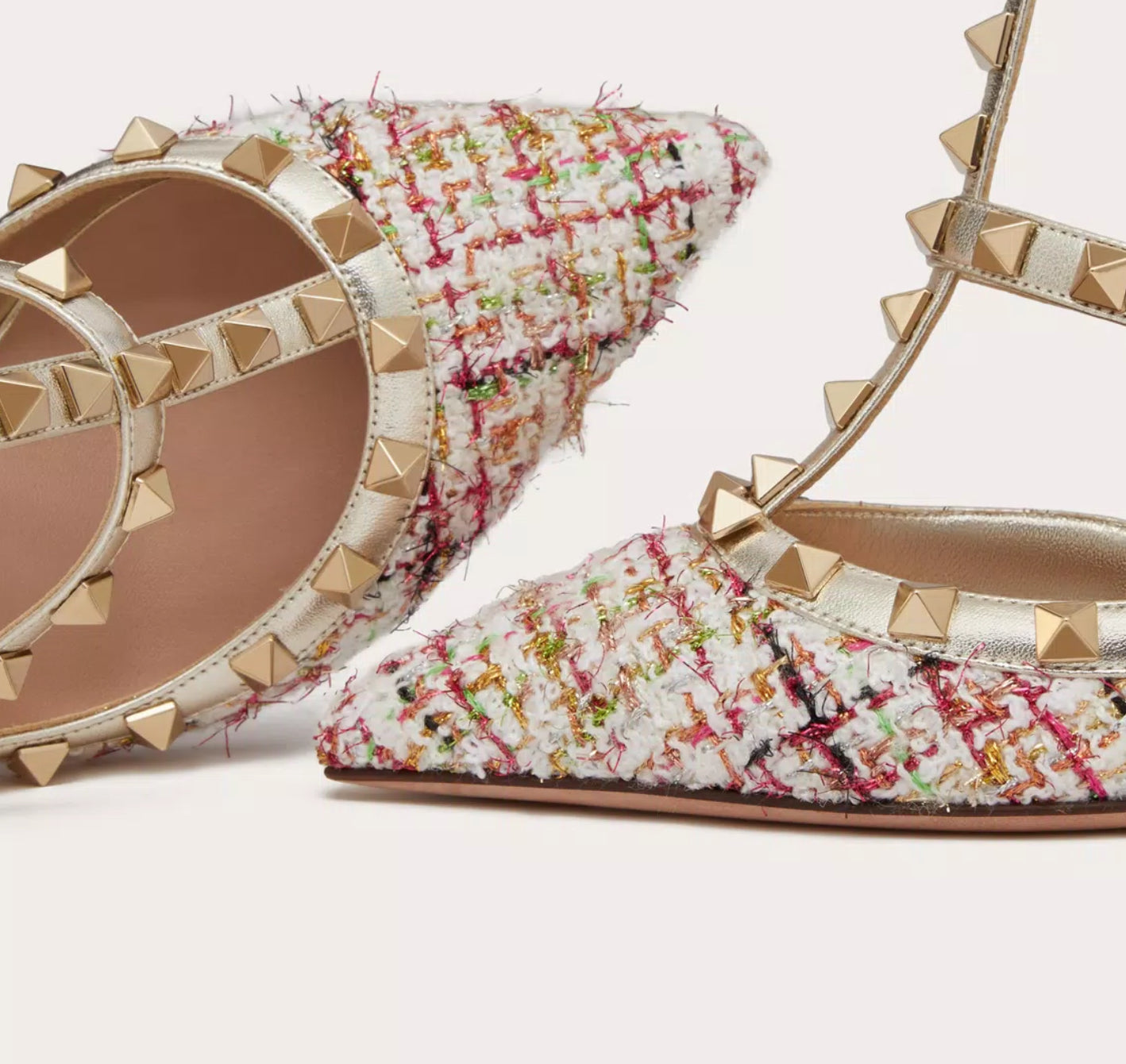 Valentino Rockstud Tweed Strap Pumps