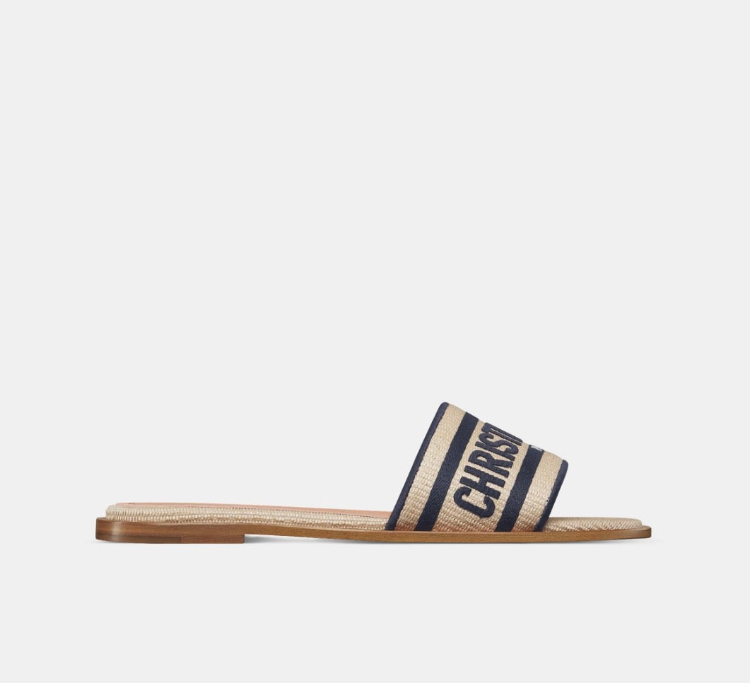 Dior Dway Raffia Slide Sandals