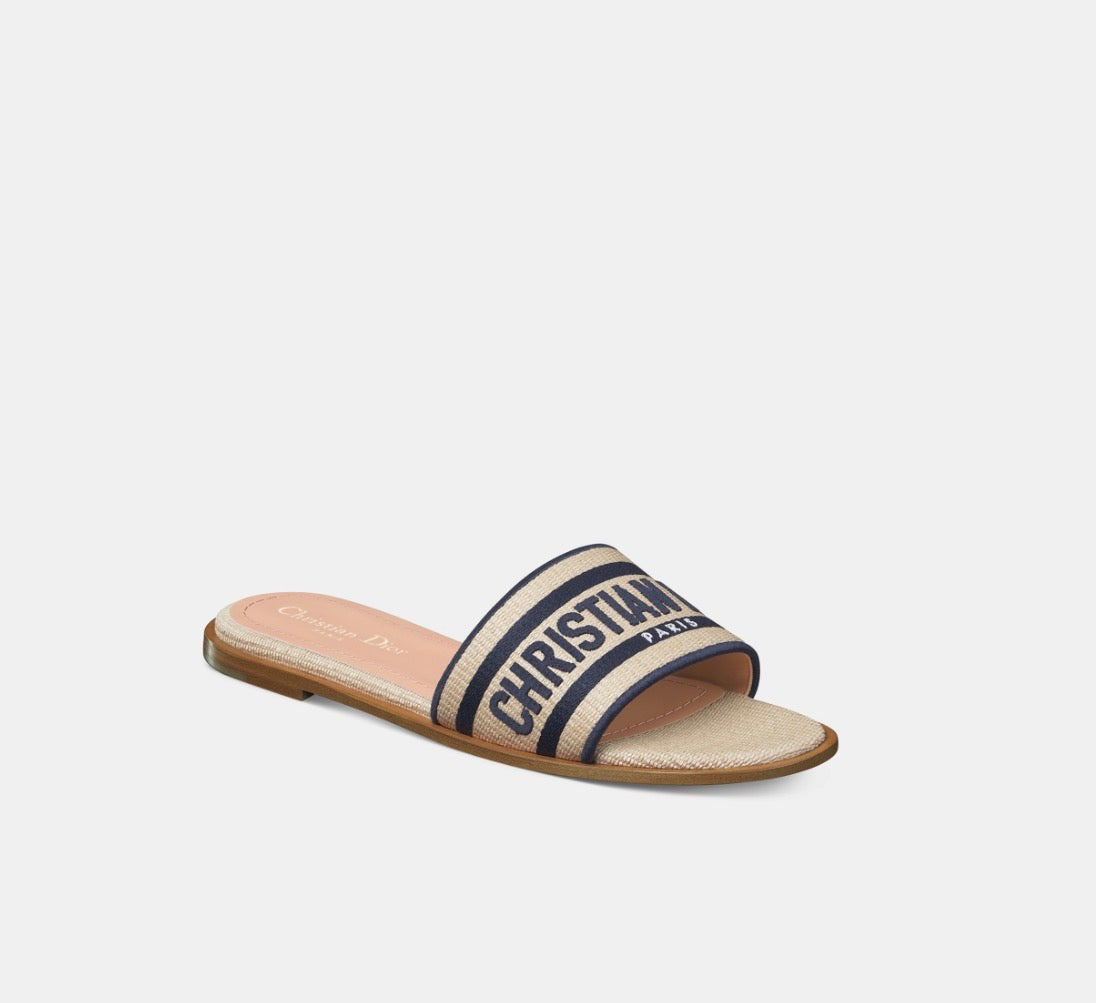 Dior Dway Raffia Slide Sandals