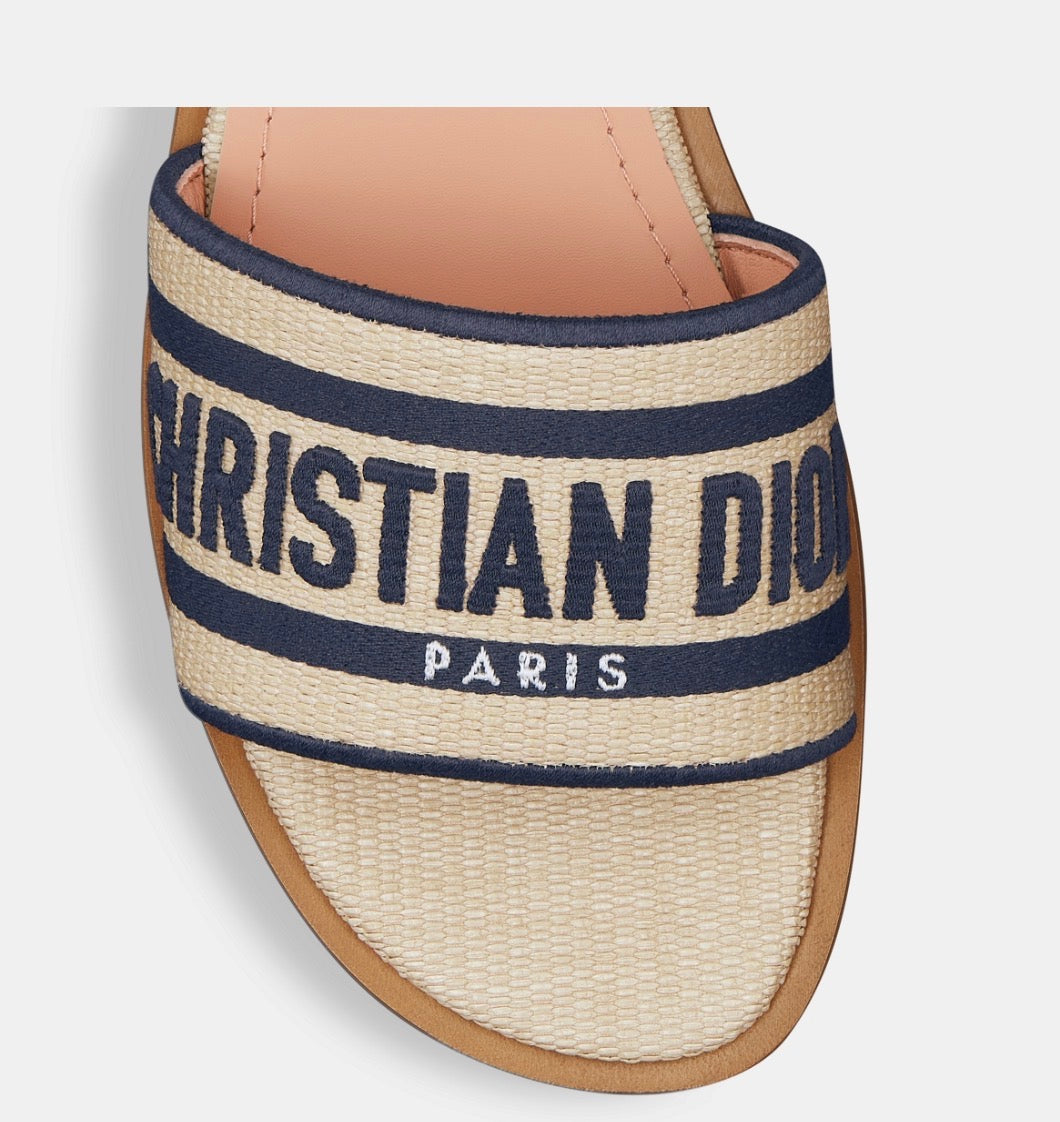 Dior Dway Raffia Slide Sandals