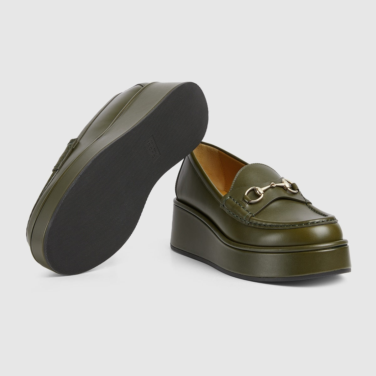 Gucci Horsebit GG Wedge Loafers