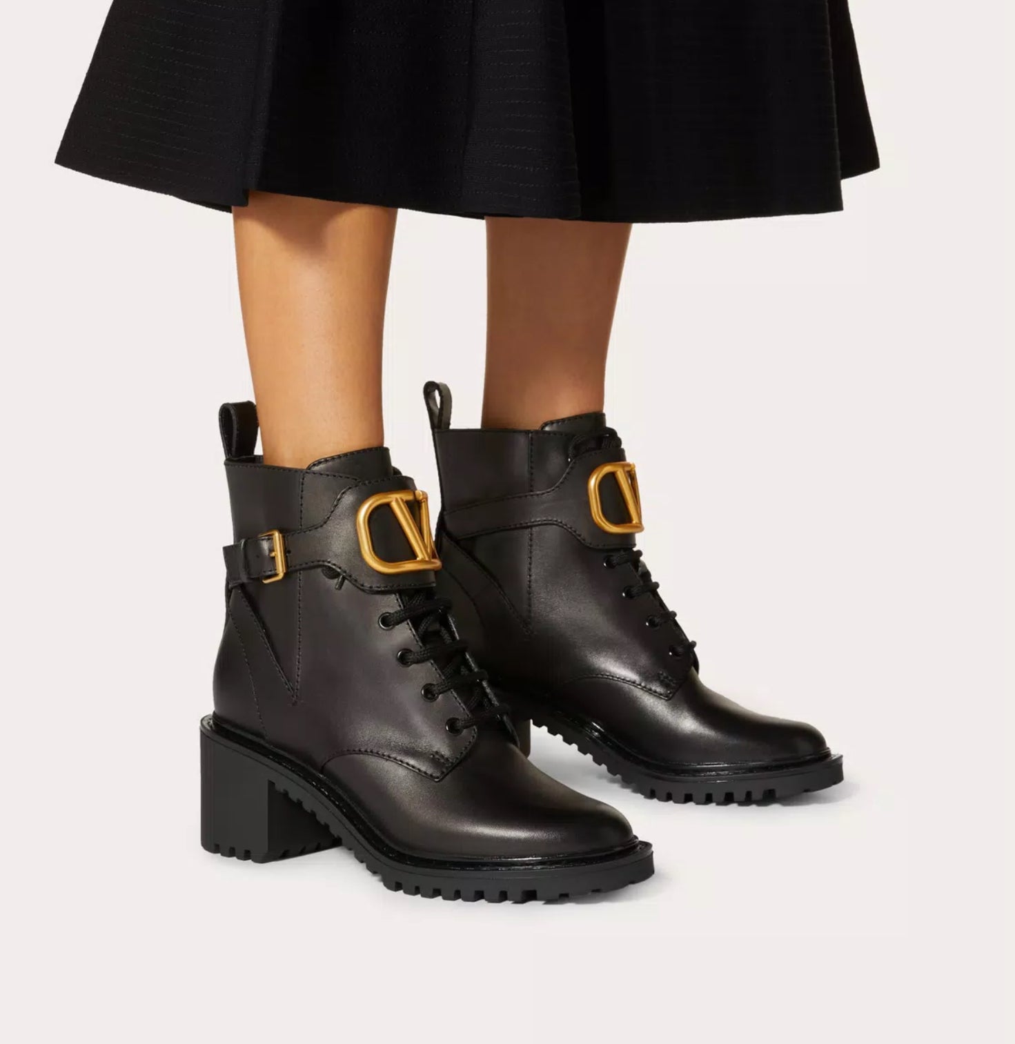 Valentino Vlogo Signature Calfskin Combat Boots
