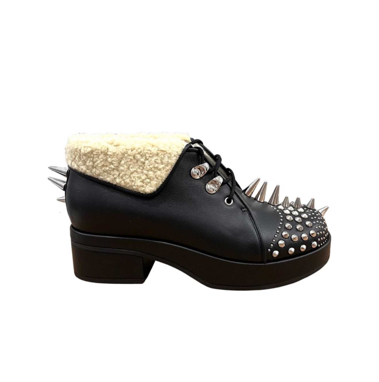 Gucci Spike Studs Wool Leatger Ankle boots