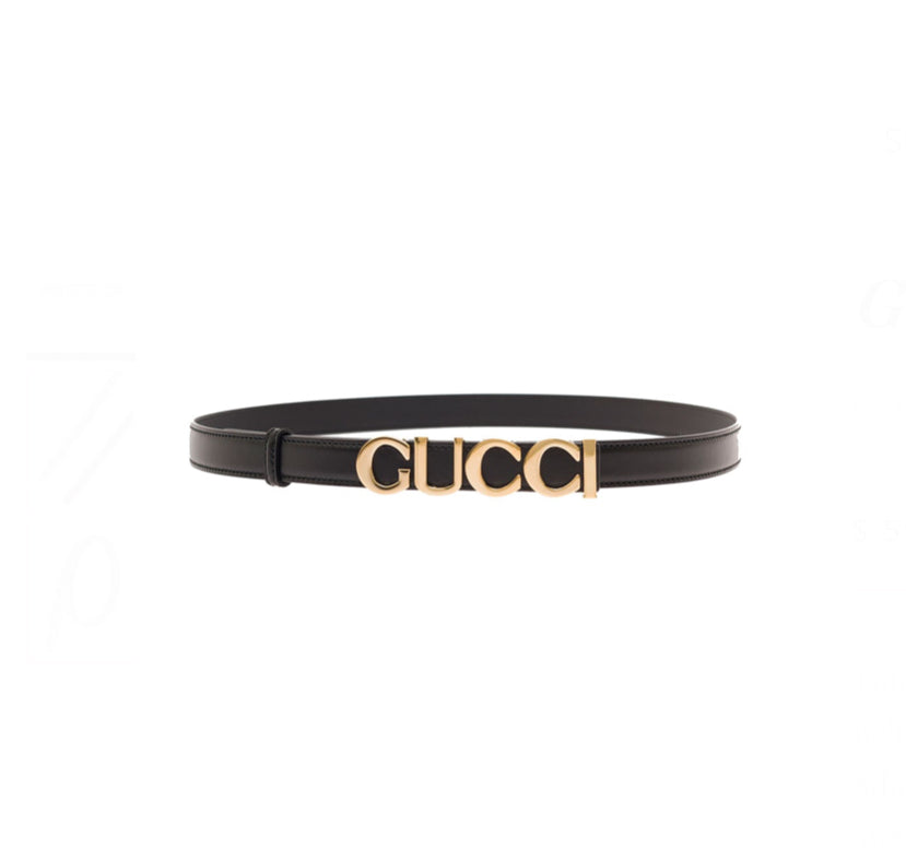 Gucci Logo Buckle Thin Belt