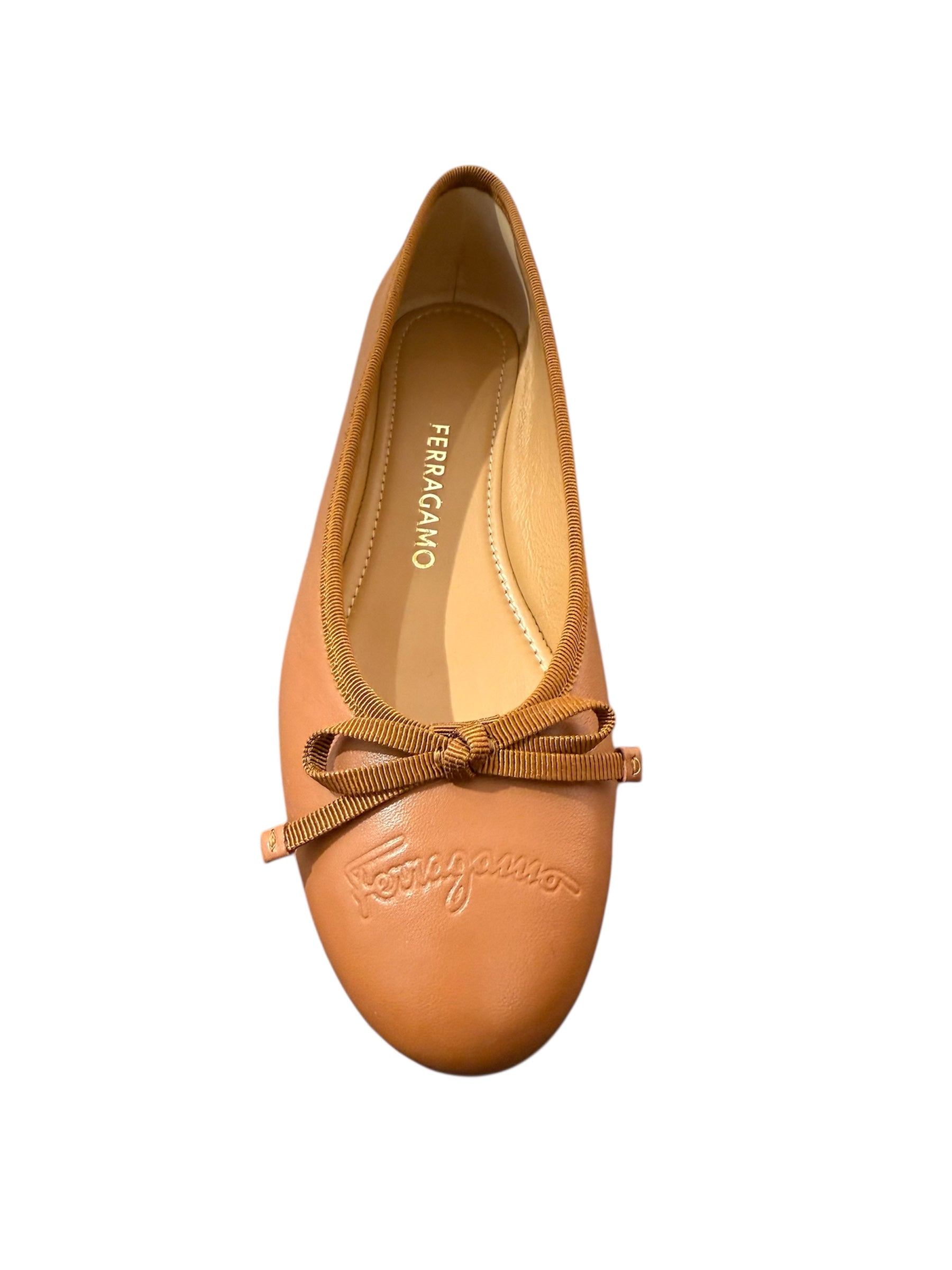 Ferragamo Newballet Bow Leather Ballet Flats