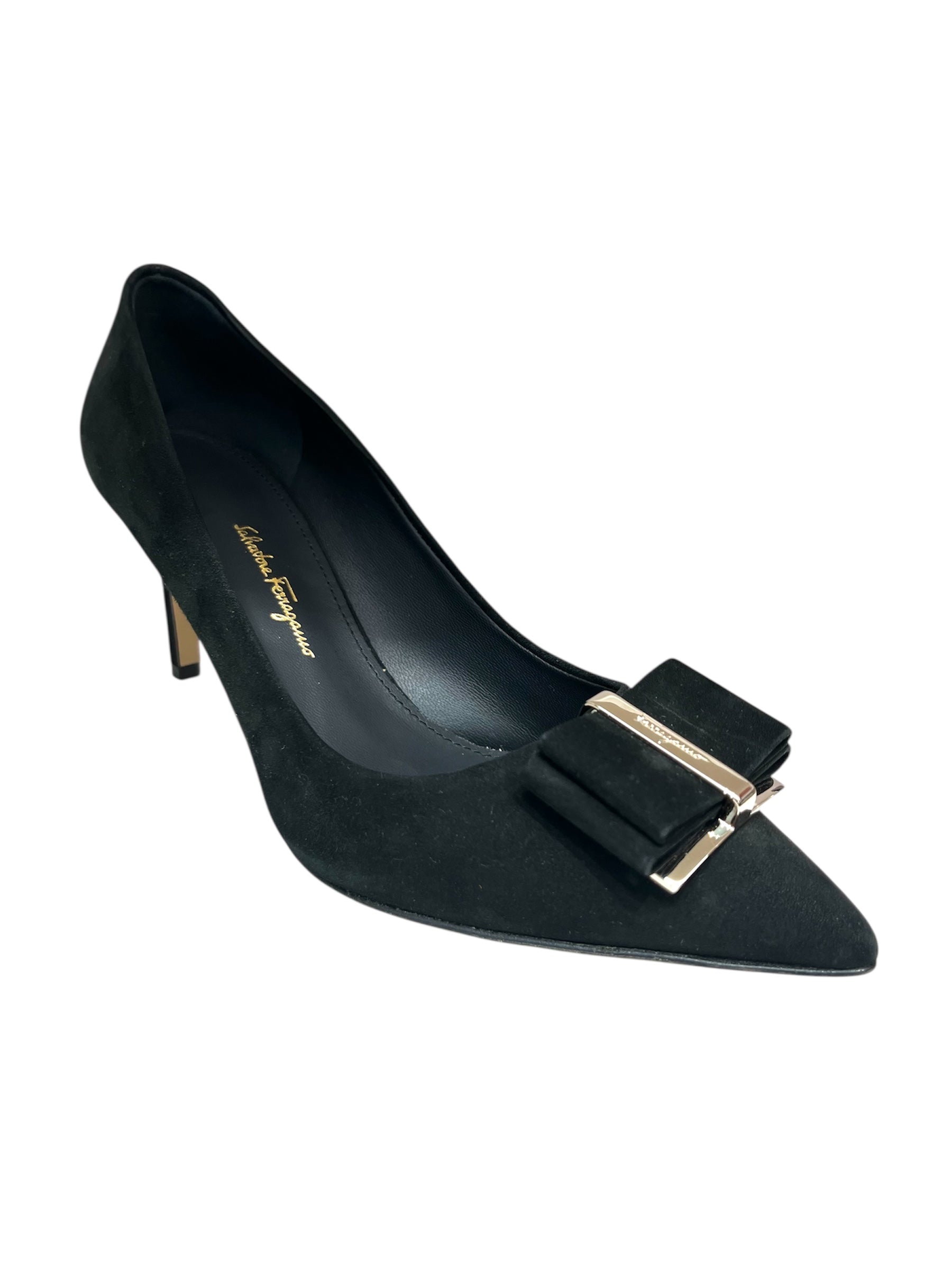 Ferragamo Bow Suede Pumps