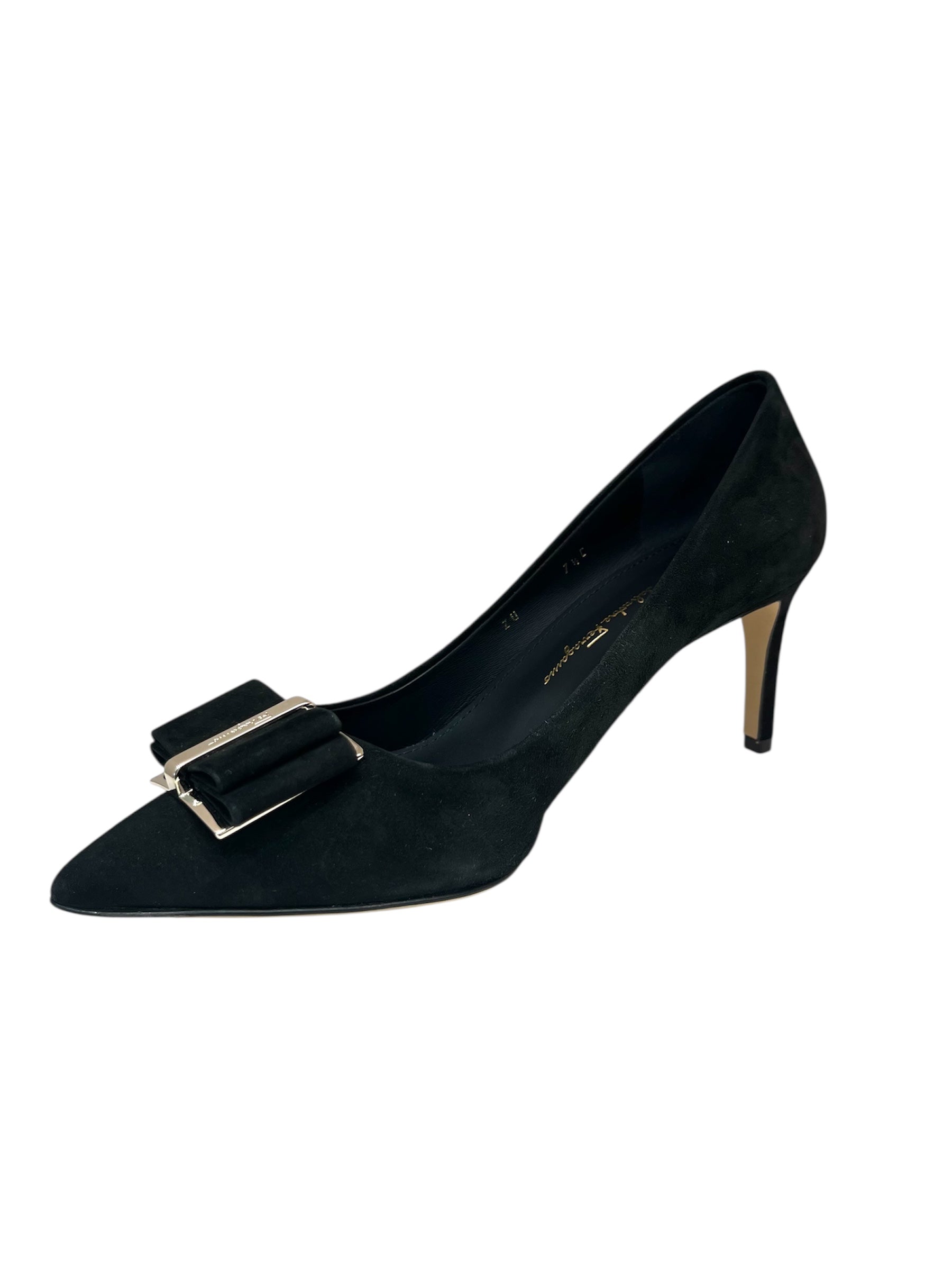 Ferragamo Bow Suede Pumps