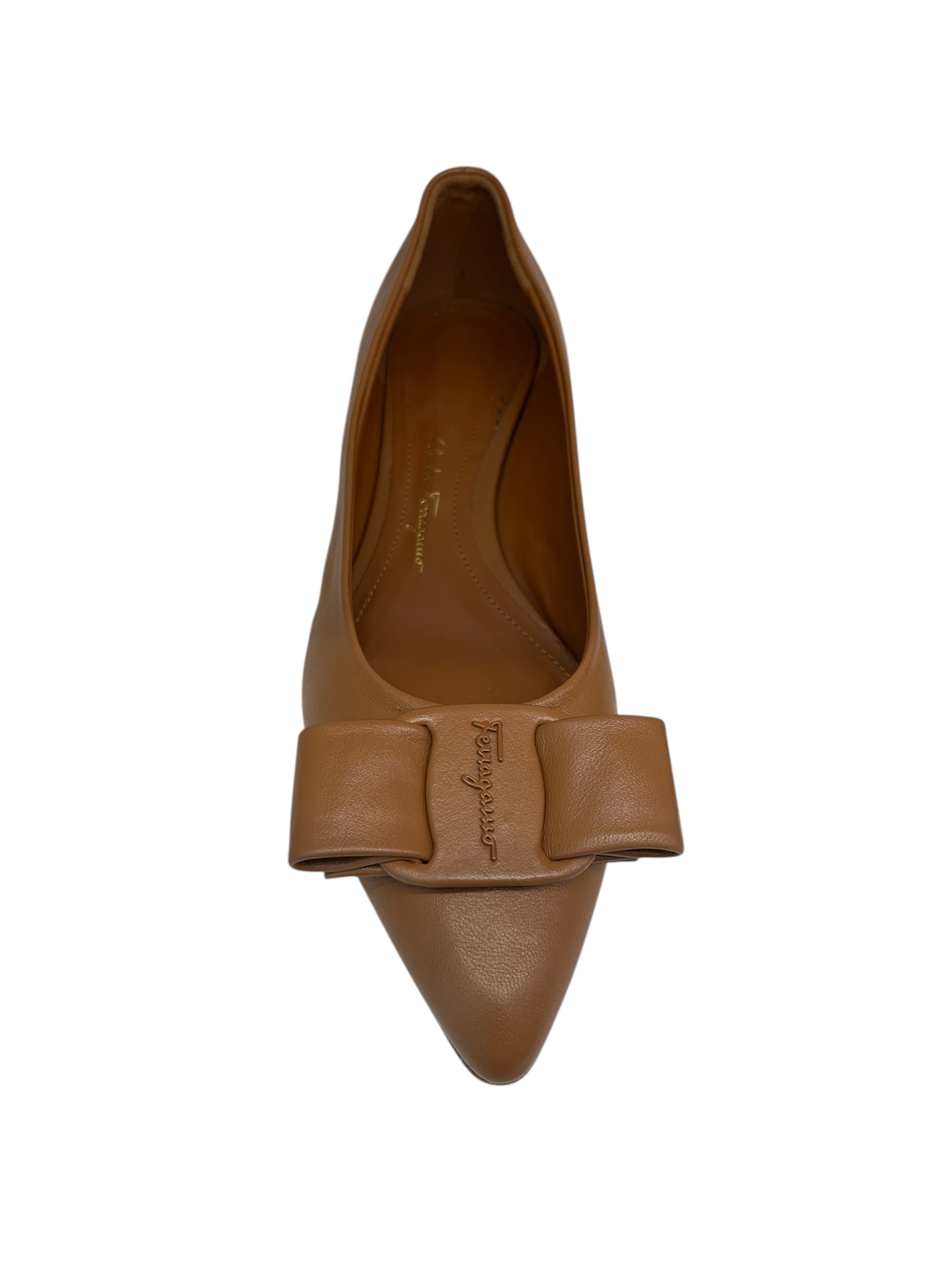 Ferragamo Logo Bow Leather Flats
