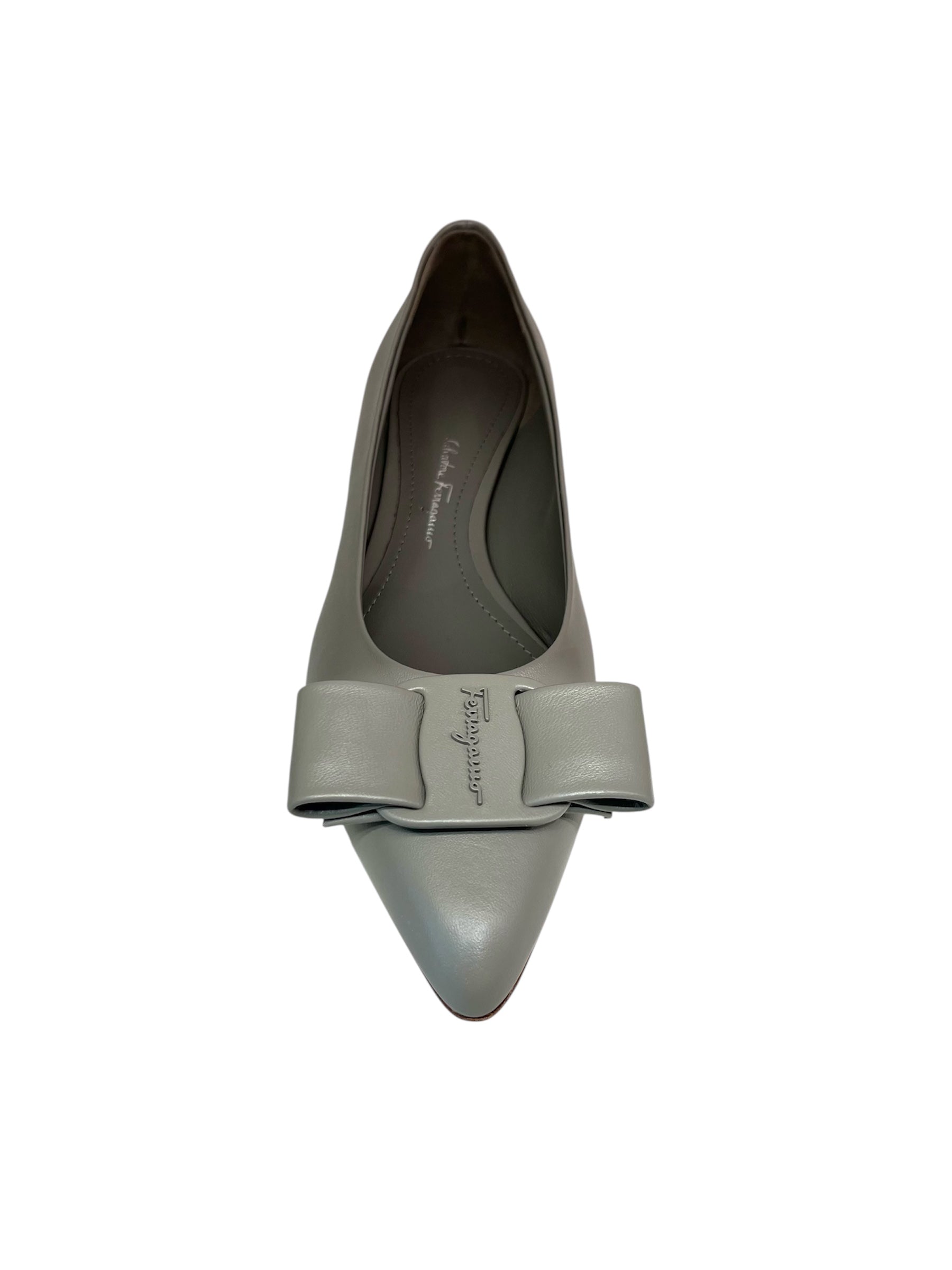 Ferragamo Logo Bow Leather Flats
