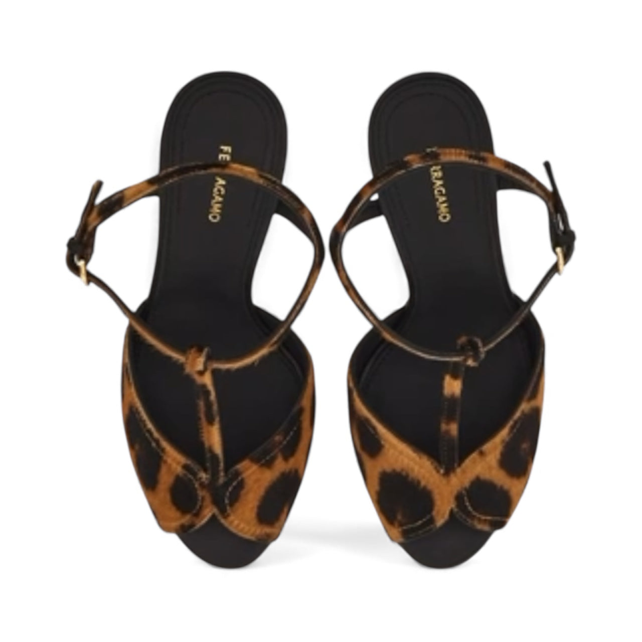 Ferragamo T-Bar Leopard Sandals