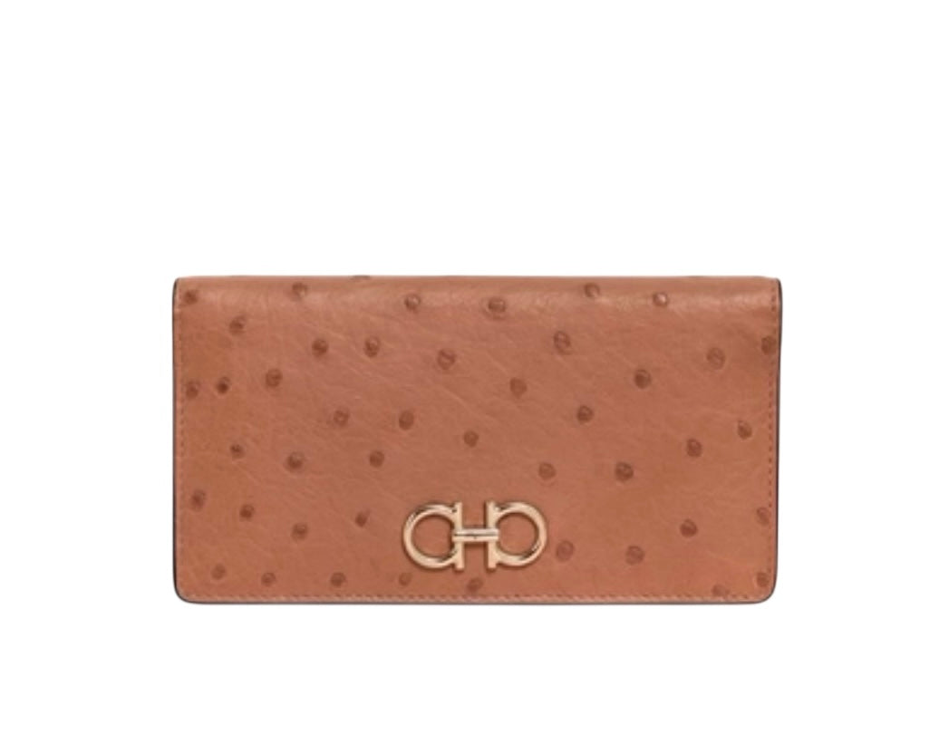 Ferragamo Gancini Ostrich Wallet