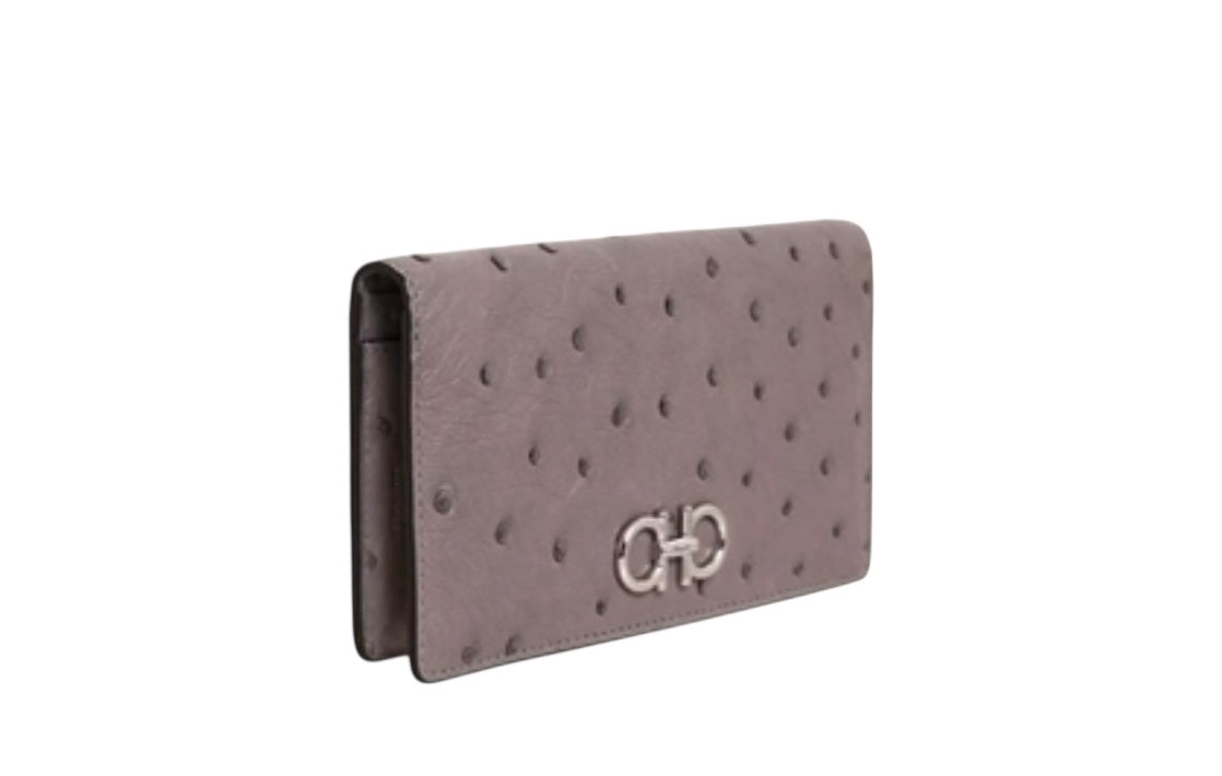 Ferragamo Gancini Ostrich Wallet