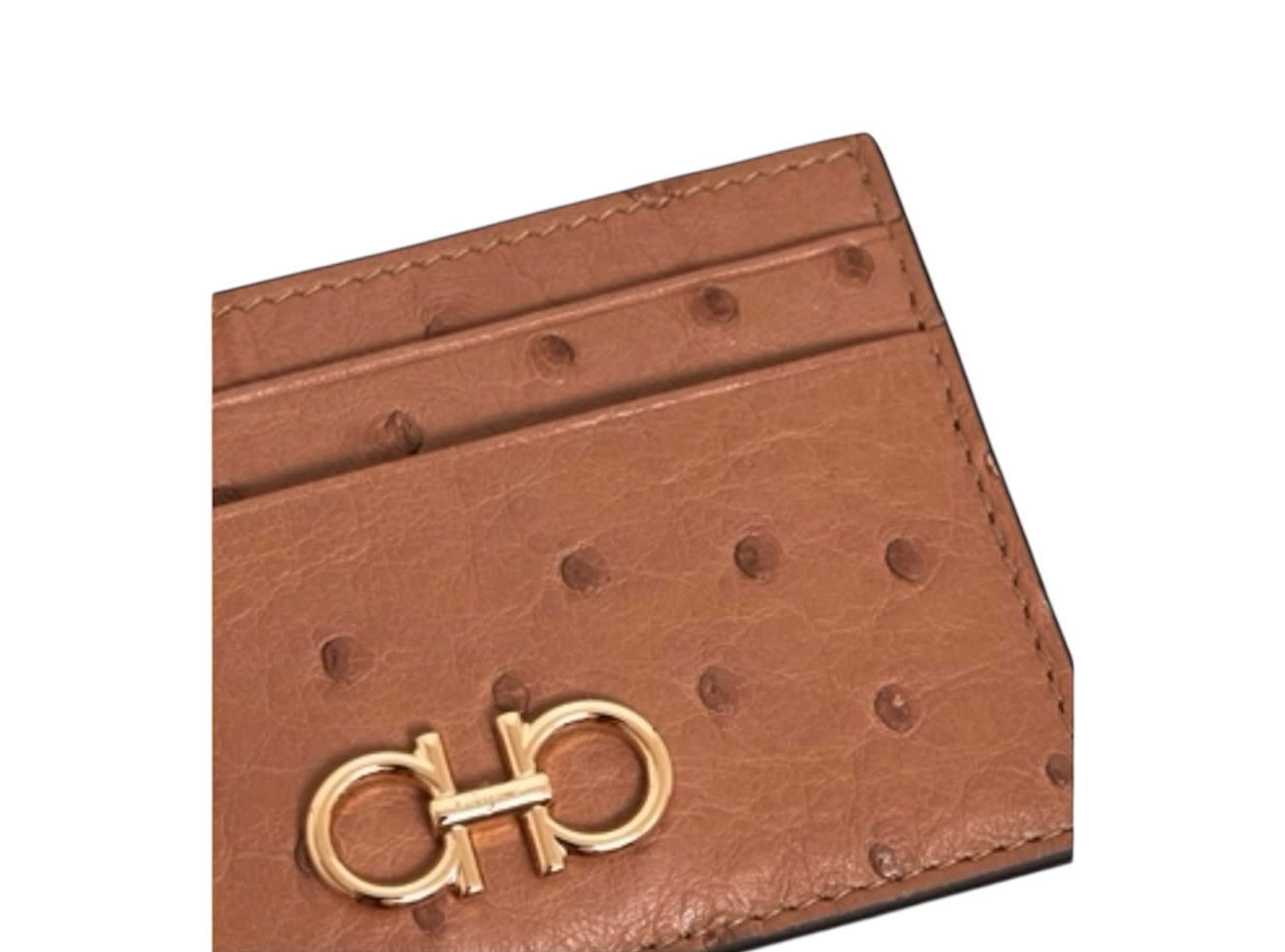 Ferragamo Gancini Ostrich Card Holder