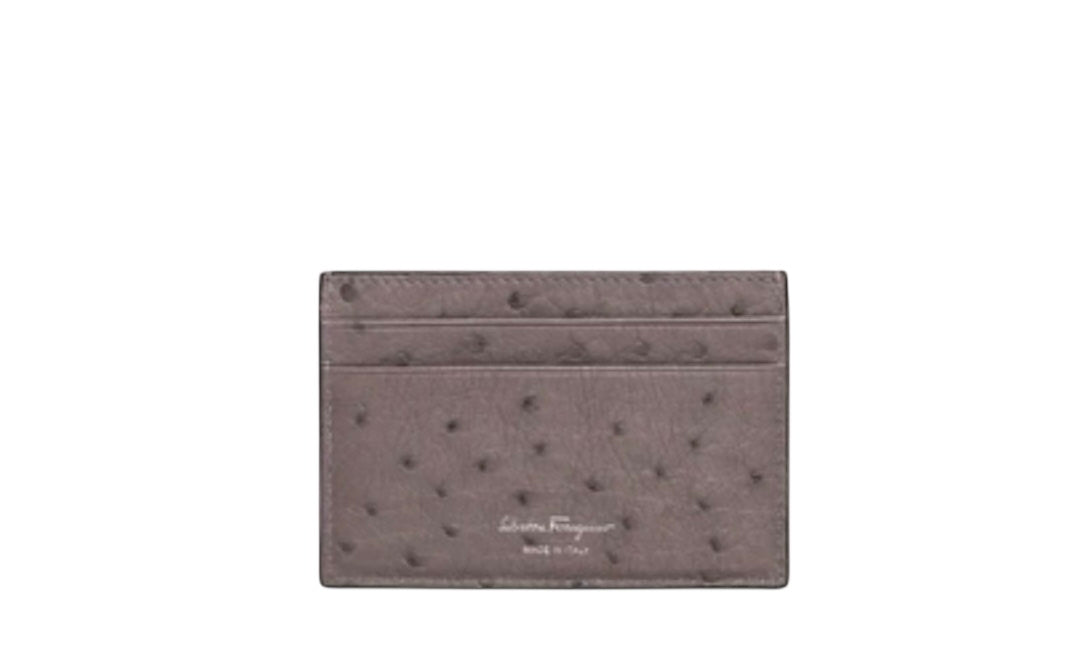 Ferragamo Gancini Ostrich Card Holder