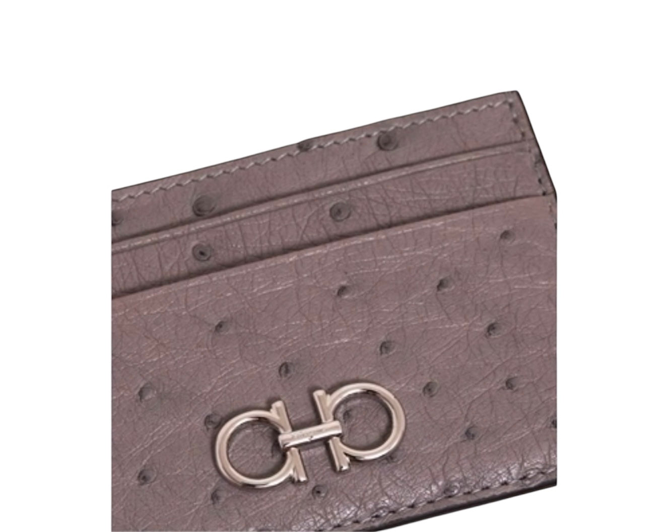 Ferragamo Gancini Ostrich Card Holder