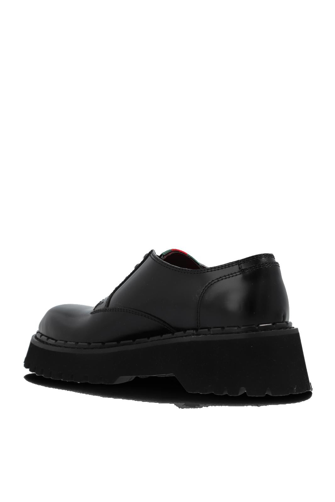 Gucci Web Lace Up Leather Shoes