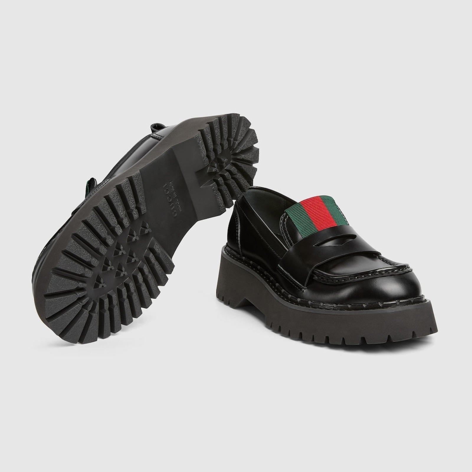 Gucci Web Leather Loafers