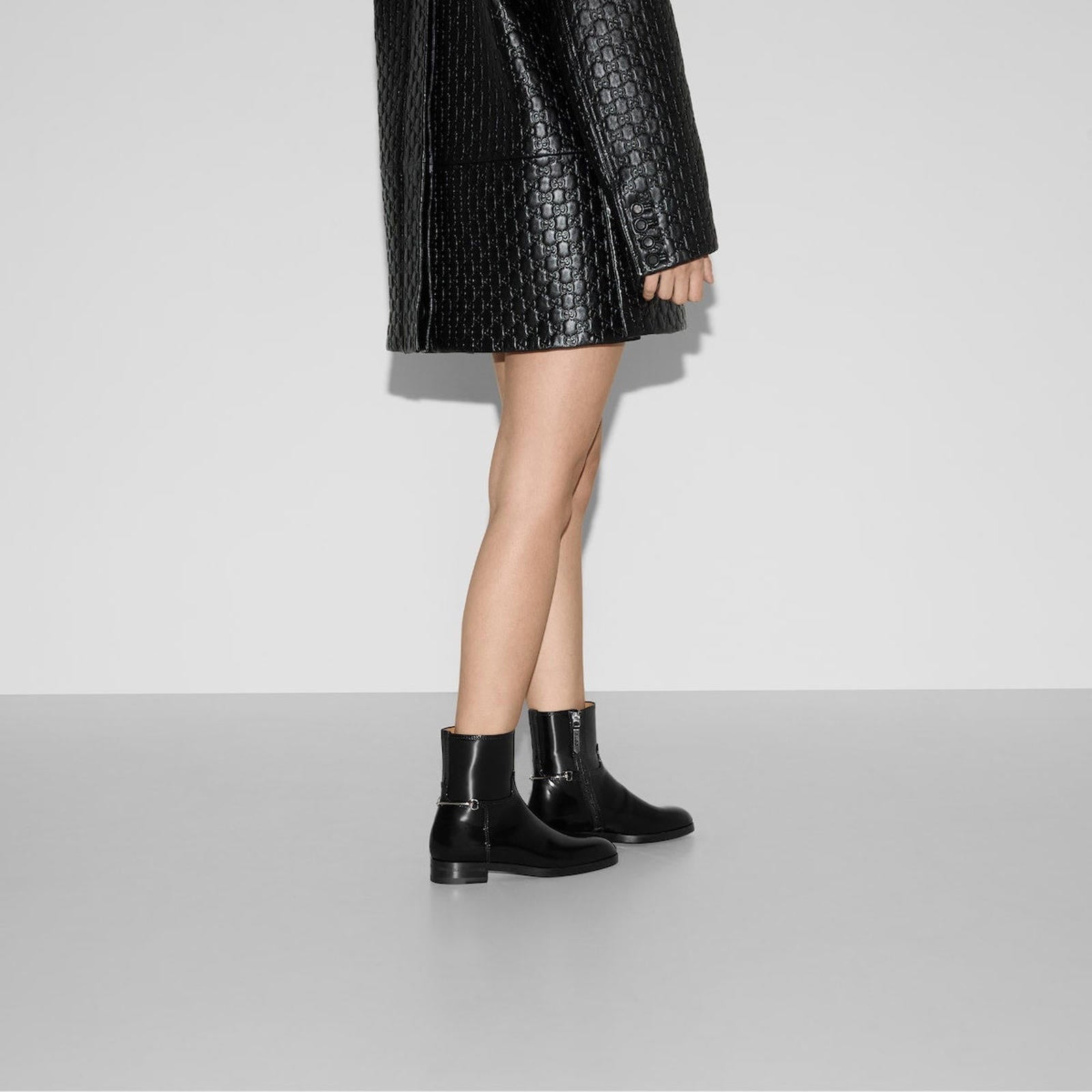 Gucci Slim Horsebit Leather Ankle Boot