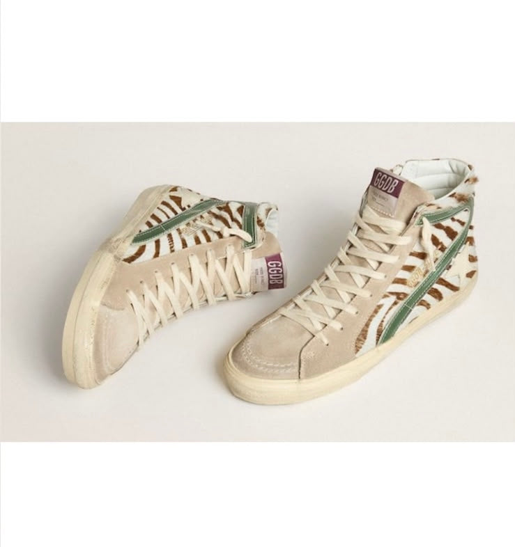 Golden Goose Slide Zebra Sneakers