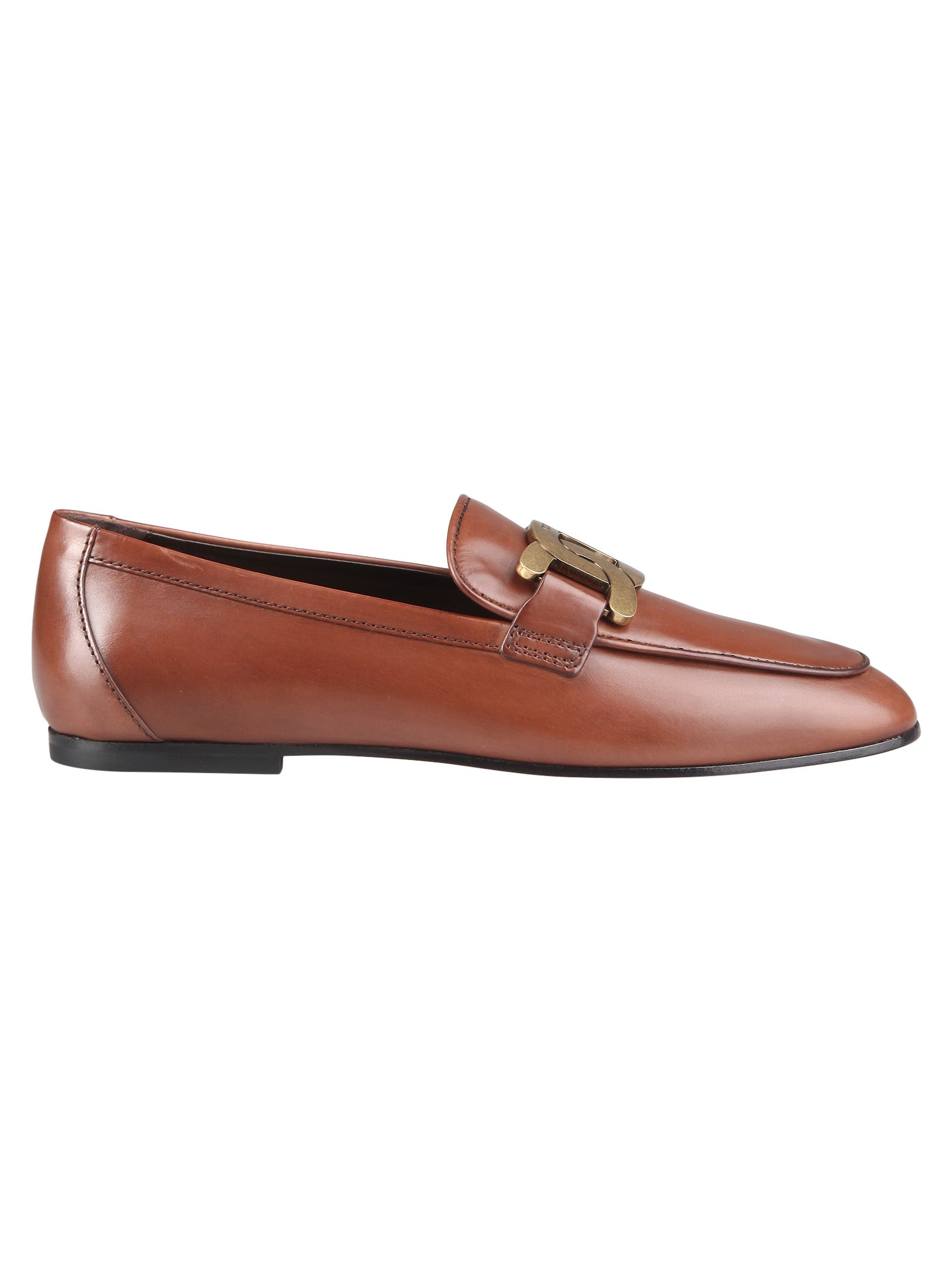 TOD`S BROWN FIBBIA LEATHER LOAFER